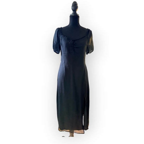 Hollister Dresses & Skirts - NWT Hollister Black Midi Dress M Slit Goth Whimsigoth Witchy Dark Academia